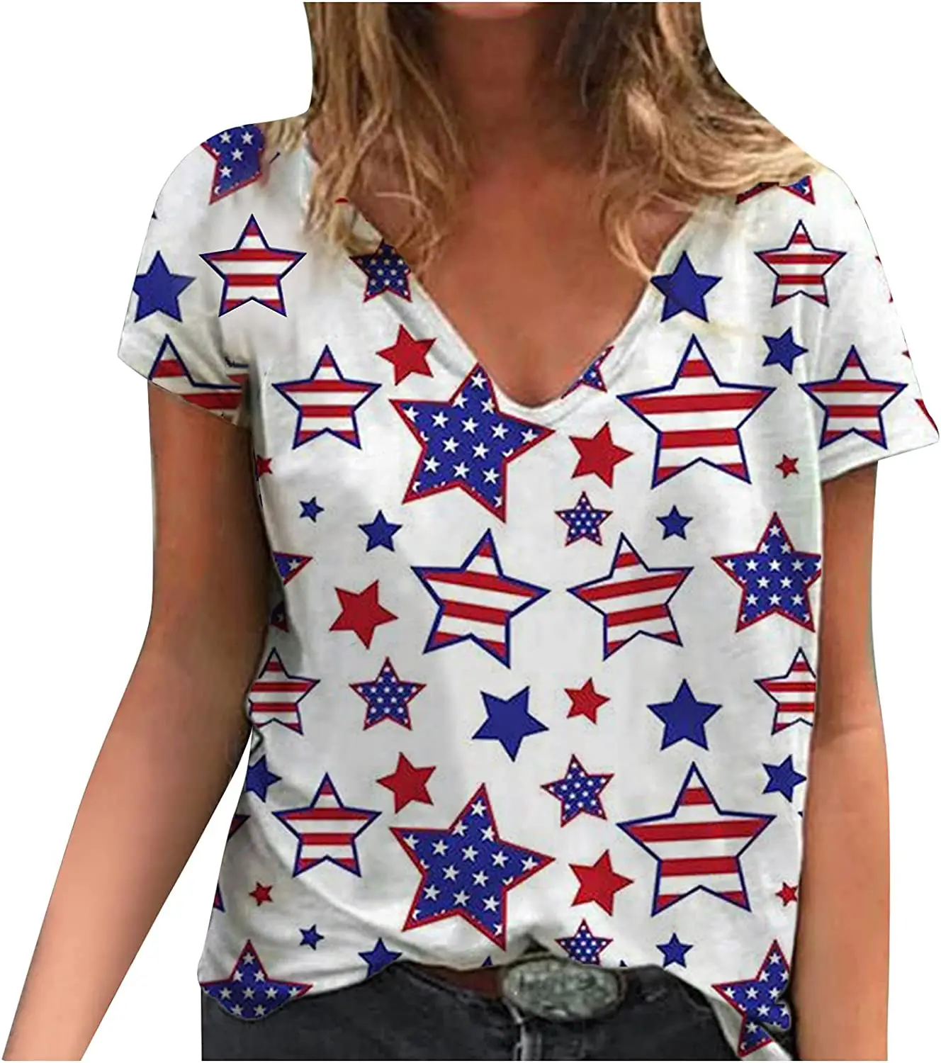 Amazon.com: Awrang V Neck T Shirts Women, Womens American Flag Shirt ...