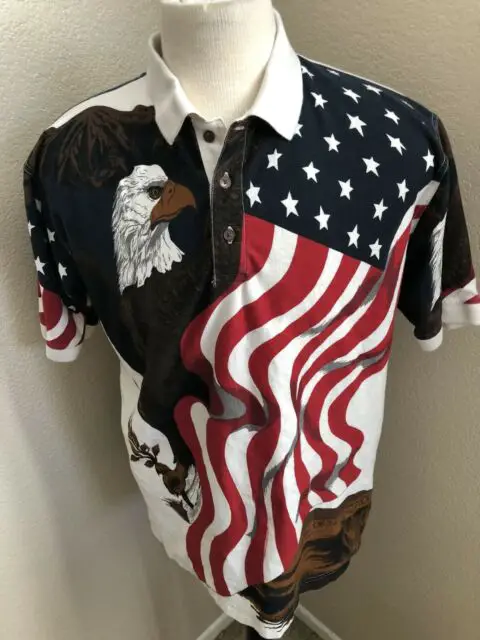 American Summer Clothing Company Eagle USA Patriotic Mens Polo Shirt ...
