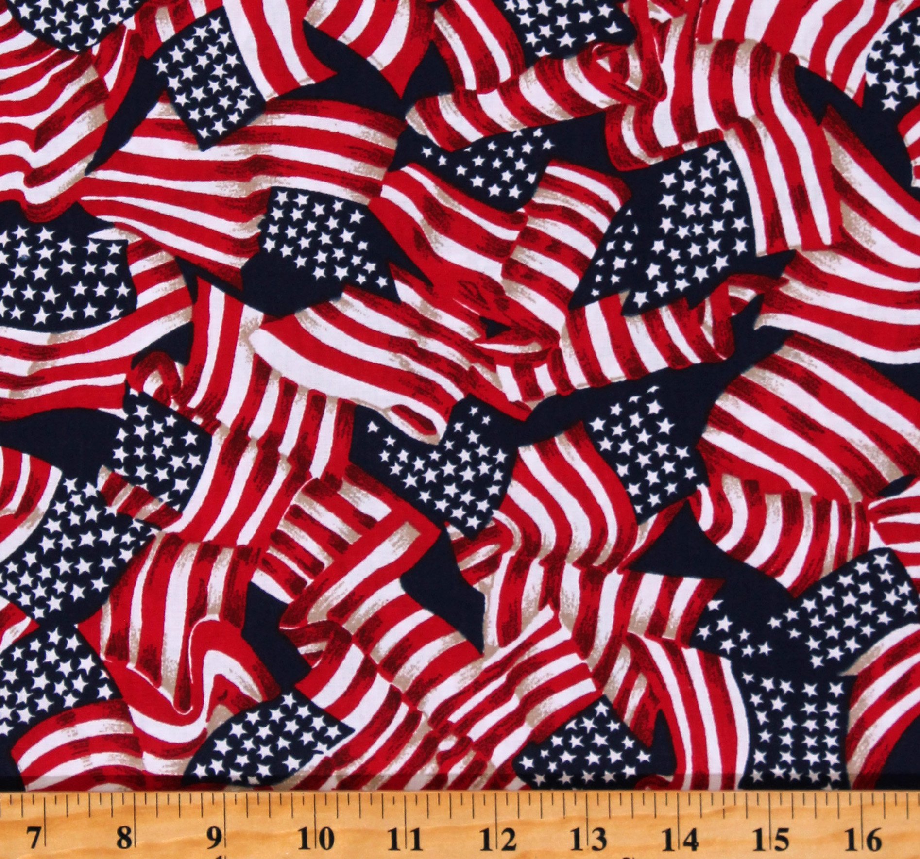 Cotton American Flags Flying Allover Patriotic ...