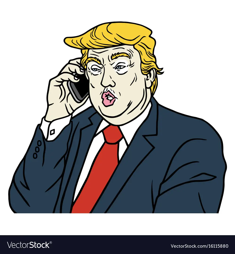 Donald trump on phone cartoon caricature portrait Vector Image