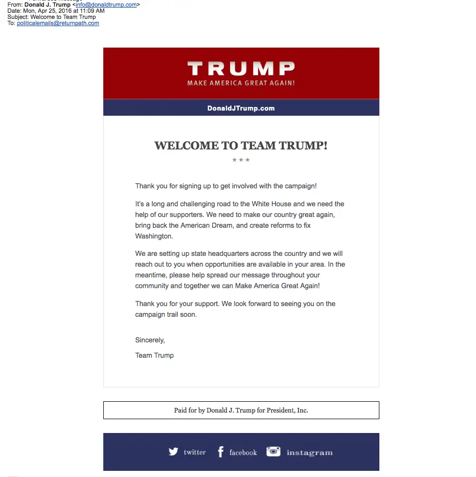 Email for President: Welcome Emails