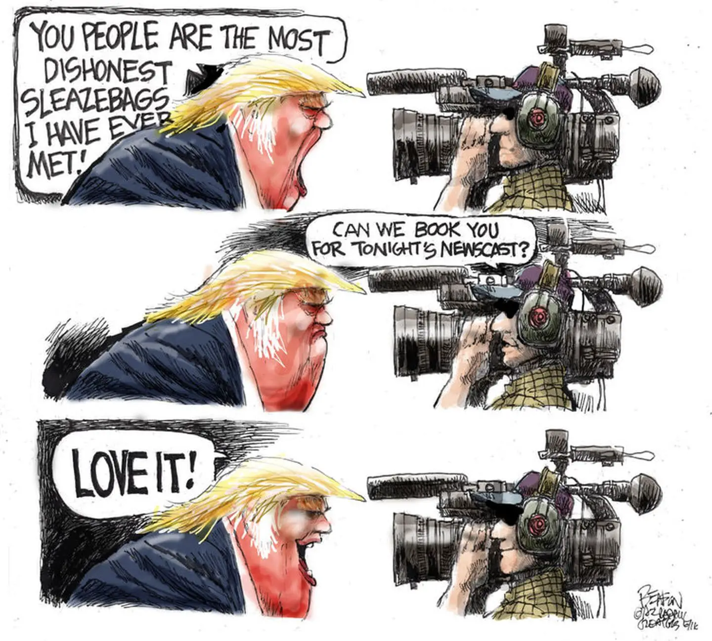 Heres how the Trump vs. the media show is really heating up (Cartoon ...