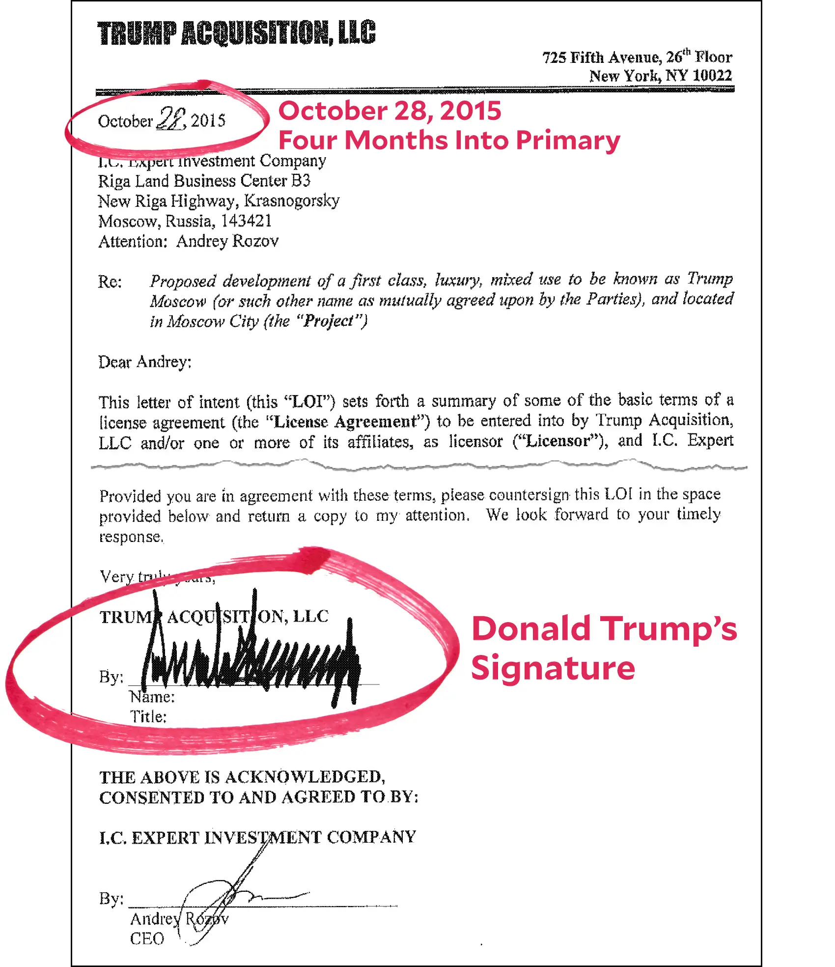 Heres the Letter of Intent for the Trump Moscow Project  Mother Jones