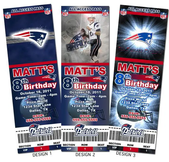 New England Patriots NFL Custom Party Ticket Invitations on Etsy, $8.99 ...