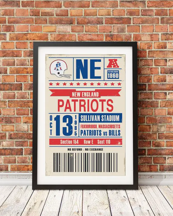 New England Patriots Retro Ticket Print