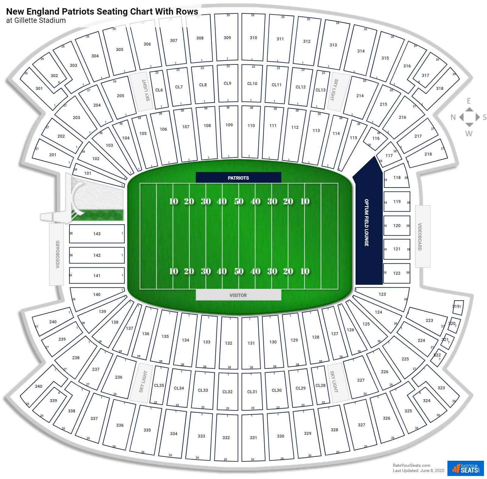 New England Patriots Seating Charts at Gillette Stadium ...