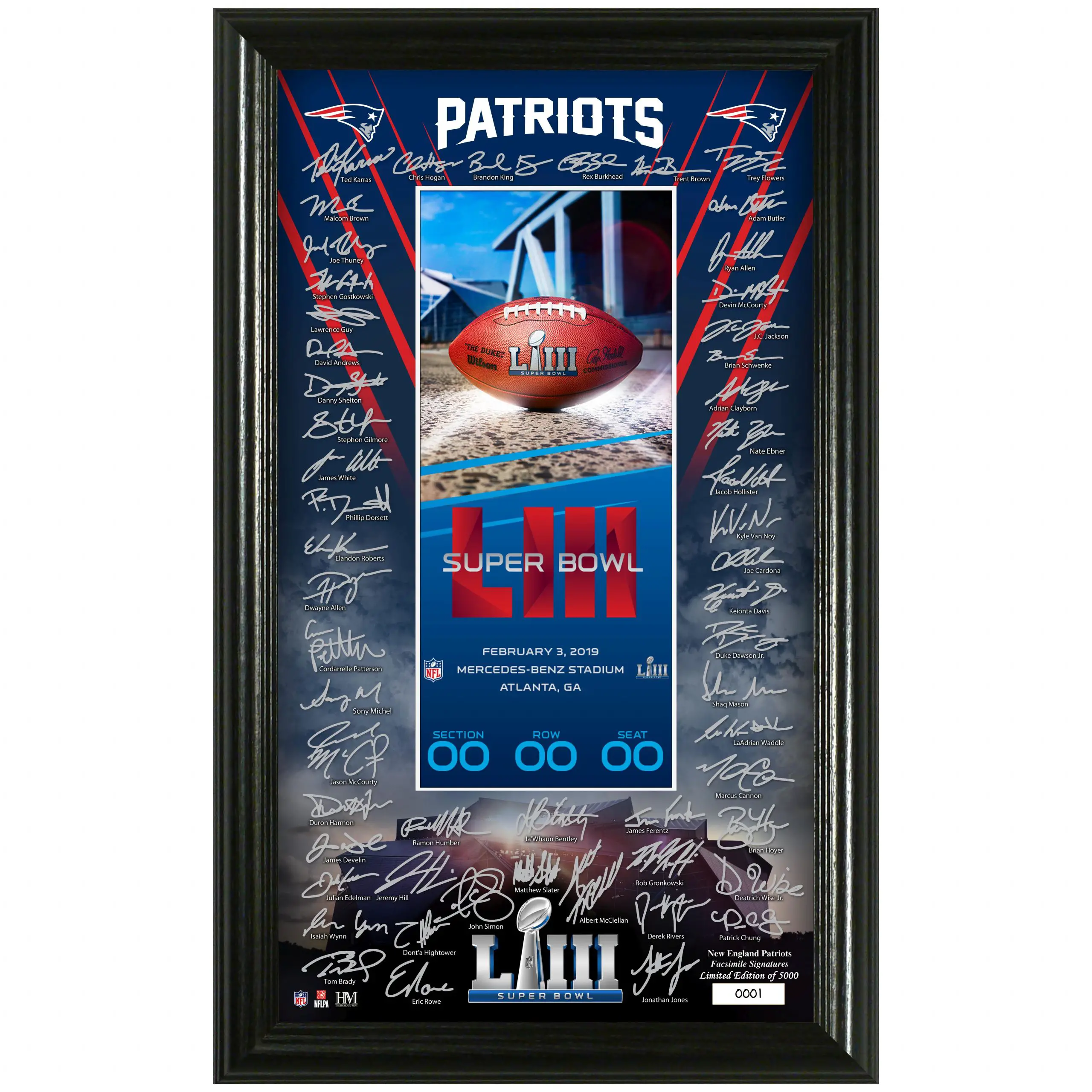 New England Patriots Super Bowl 53 Signature Ticket