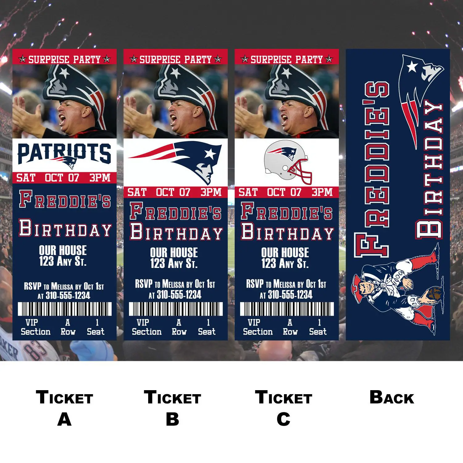 New England Patriots Ticket Invitation by BoxPartyEvents on Etsy ...