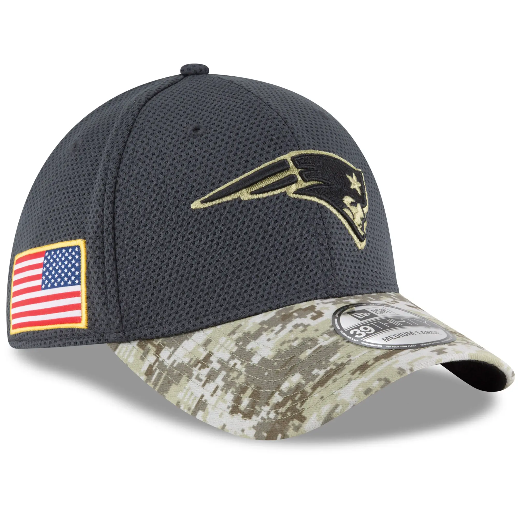 New Era New England Patriots Youth Graphite Salute To Service Sideline ...