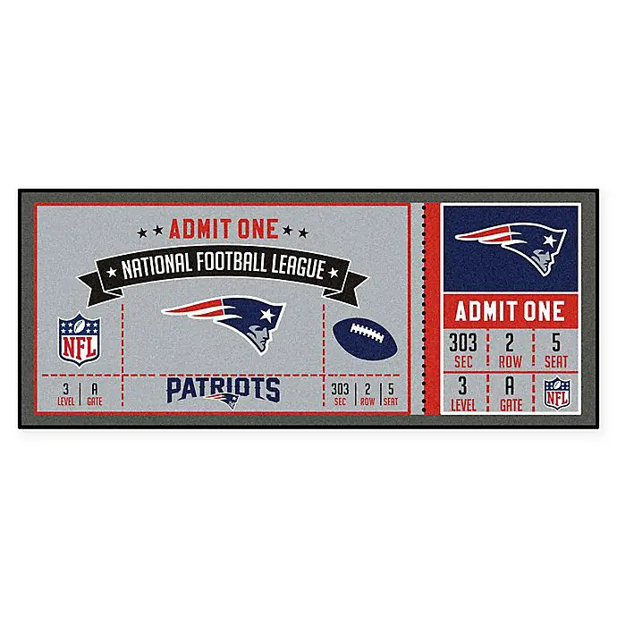 NFL New England Patriots Game Ticket Carpeted Runner Mat