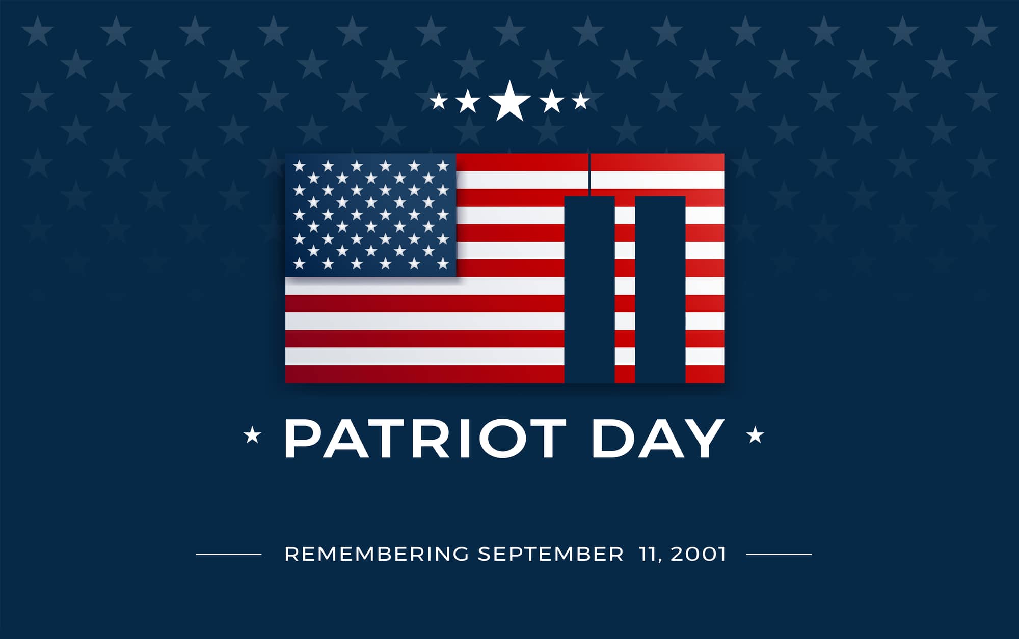 Patriot Day background with USA flag, September 11, 2001