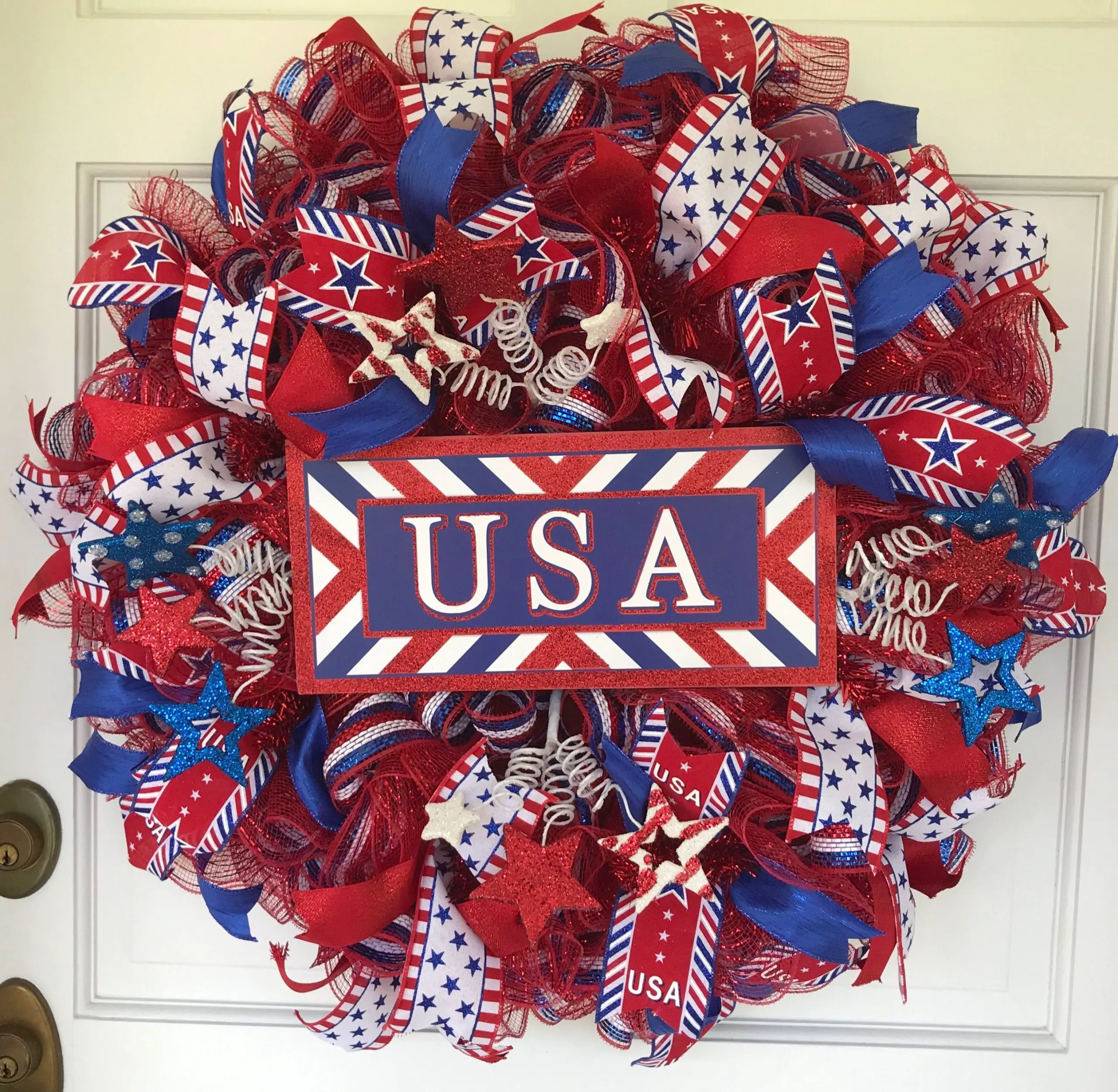 Patriotic Wreath USA Decor July 4th Summer Wreath for Front