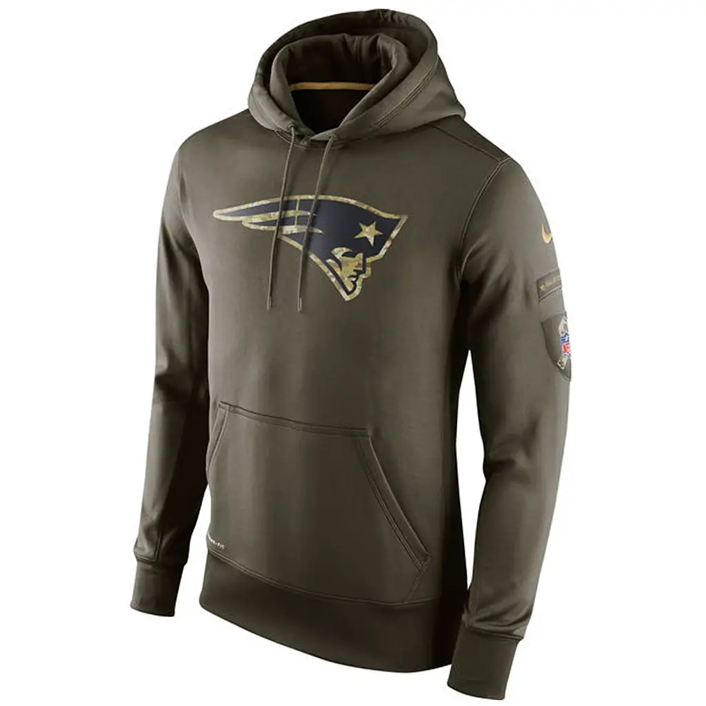 Patriots Salute To Service Olive KO Pullover Hoodie  Jersey