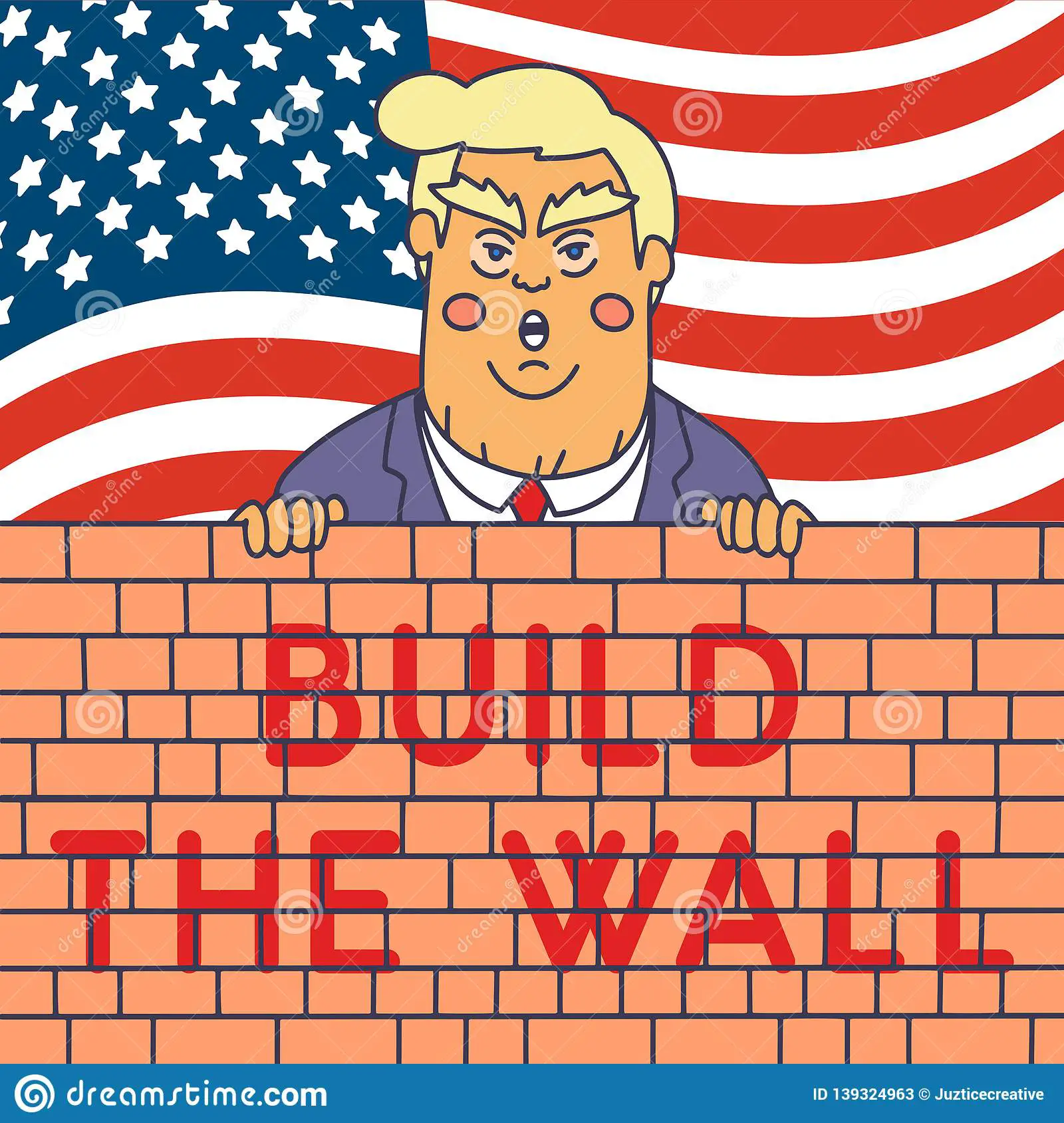 President Donald Trump Wall Build Editorial Stock Photo