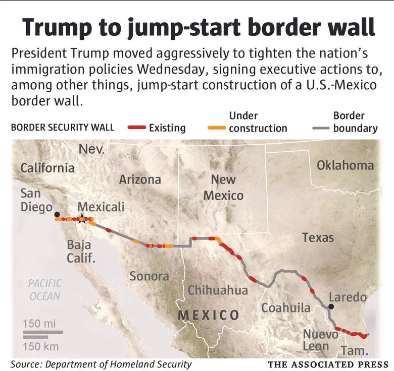 Trump moves to expand deportations and build Mexico border wall