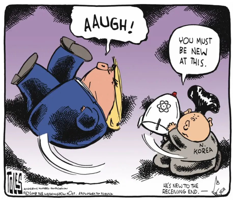 Trumps showmanship over North Korean nukes, as skewered by cartoonists ...