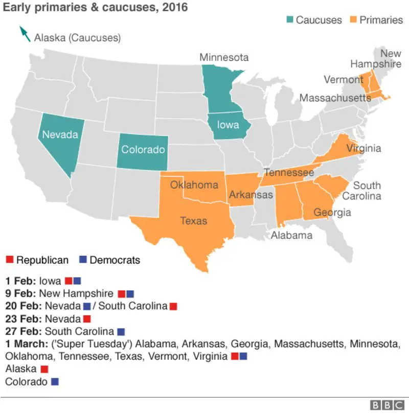 US election 2016: Primaries, caucuses and delegates